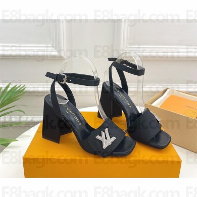 Louis Vuitton heel 8.5cm shake Sandals in satin black 2023
