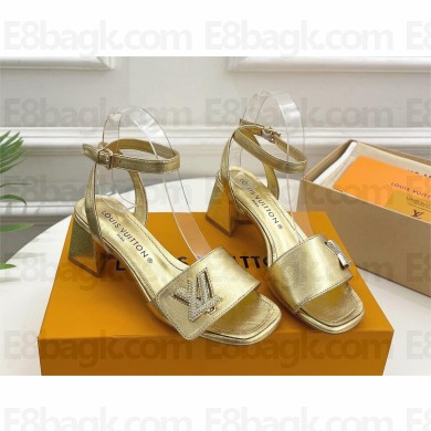 Louis Vuitton heel 5.5cm shake Sandals in calf leather gold 2023