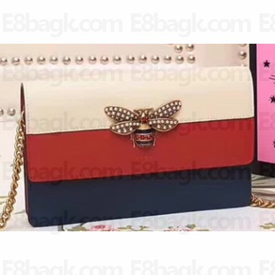 Gucci Queen Margaret Leather Mini Bag 476079 Blue/Red 2018