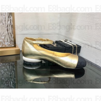 Chanel Calfskin Mary Janes Ballerinas G39281 GOLD 2022