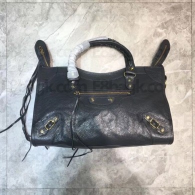 BALENCIAGA CLASSIC CITY MEDIUM BAG GREY WITH GOLD STUDS