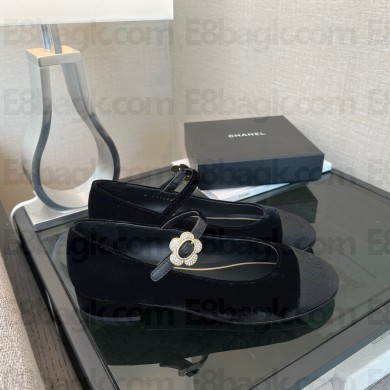 chanel black Velvet & Grosgrain Mary Janes G39582 2022