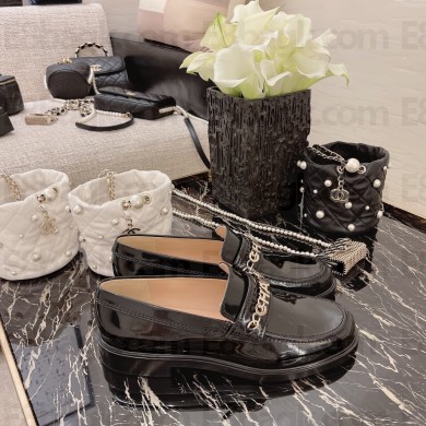 chanel black Shiny Calfskin loafers G37430 2022