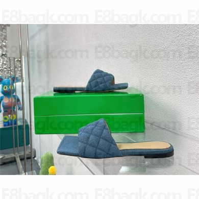 Bottega Veneta Intreccio denim lido flat mules INDIGO 2023