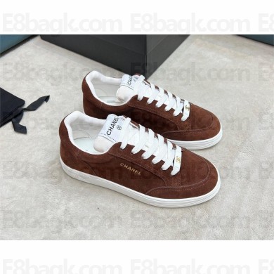 Chanel Suede Calfskin Brown Sneakers G45085 2023