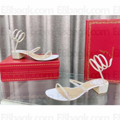 René Caovilla heel 4.5cm Cleo crystal-embellished flat sandals white 2023
