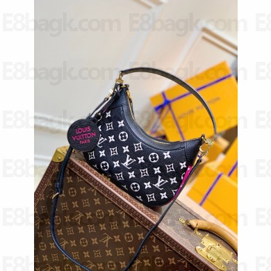 louis vuitton Monogram Empreinte leather Bagatelle BB bag m46091 black/white