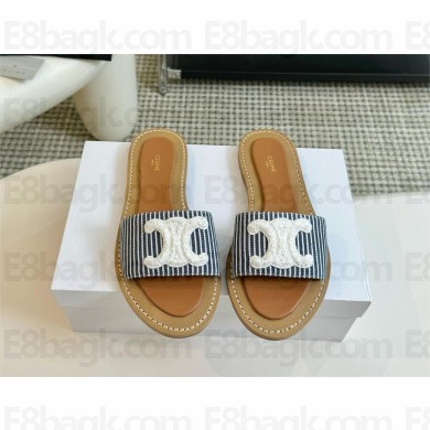 CELINE LYMPIA MULE in OSHKOSH CANVAS Off White / Navy 2024
