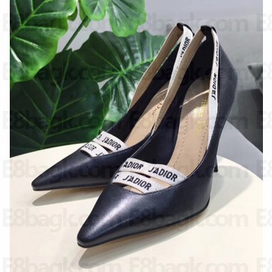Dior Heel 9.5cm J'Adior And Double Ribbon Pumps High-Heeled Shoe Calfskin Black 2018