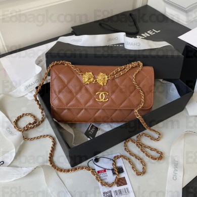 Chanel Flap Phone Holder with Chain in Lambskin AP3426 brown 2023