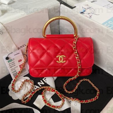 Chanel Clutch with Chain in Lambskin AP3485 RED 2023