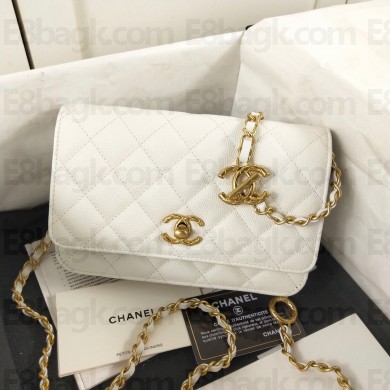 Chanel Wallet on Chain in Pearly Grained Calfskin AP3479 white 2023