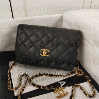 Chanel Wallet on Chain in Pearly Grained Calfskin AP3479 black 2023