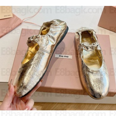 Miu Miu Naplak leather ballerinas 5F340E gold 2025