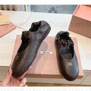 Miu Miu Naplak leather ballerinas 5F340E coffee 2025