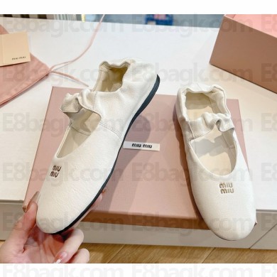 Miu Miu Naplak leather ballerinas 5F340E white 2025