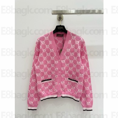 Gucci Cotton cardigan with GG intarsia 788767 pink 2024