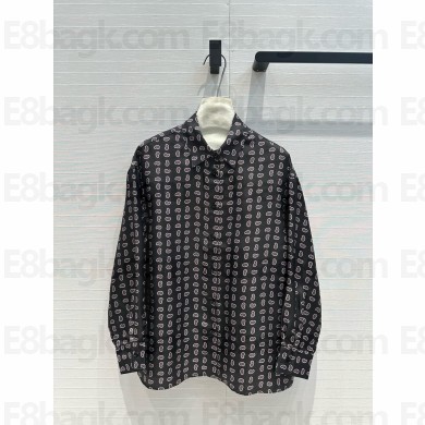 Prada Printed twill silk shirt black 2024