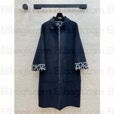 hermes cashmere reversible zipped coat navy blue 2024