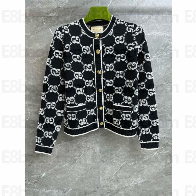 gucci GG wool bouclé jacquard cardigan 713300 black 2024