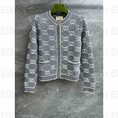 gucci GG wool bouclé jacquard cardigan 713300 gray 2024