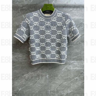 Gucci GG wool bouclé jacquard top 770059 gray 2024