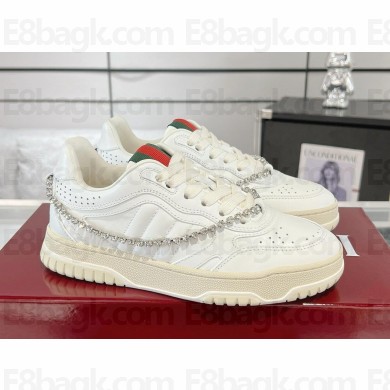 Gucci women's/Men's white Re-Web sneaker with crystal chain 2024