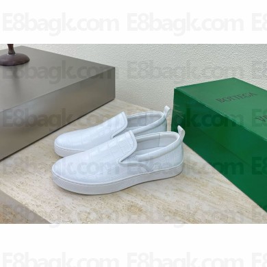 Bottega Veneta women'/men's Crocodile Low Top Sneakers in white 2024