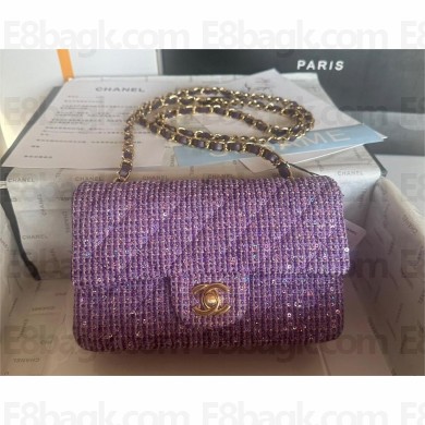 Chanel Tweed 1116 Classic Flap Bag purple 2023