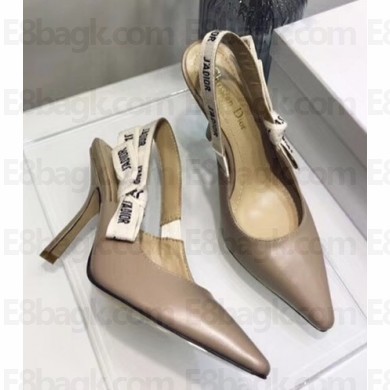 Dior Heel 9.5cm J'Adior Slingback Pumps Shoe Calfskin Leather Nude 2018
