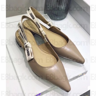 Dior J'Adior Slingback Ballet Flat Pumps Shoe Calfskin Leather Nude 2018