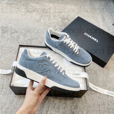 Chanel Suede Kidskin Sneakers G45079 BLUE 2023