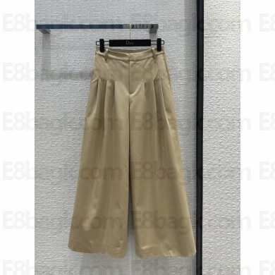 dior Beige Cotton Gabardine Pleated Flared Pants 2024 