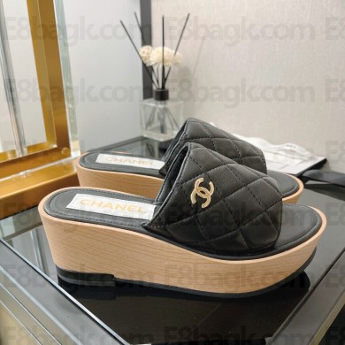 chanel G38555 sheepskin mules black 2022