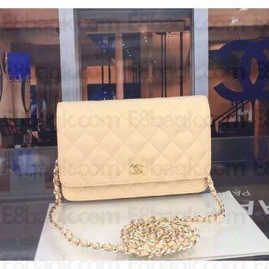 Chanel apricot Lambskin Wallet On Chain