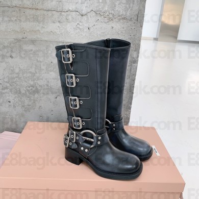 Miu Miu sienna Leather biker boots black 2023