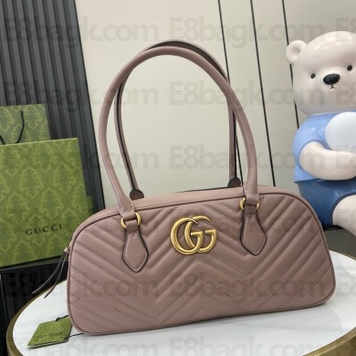 Gucci GG Marmont medium top handle bag 795218 matelassé chevron leather DUSTY PINK 2024