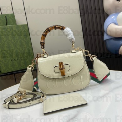 Gucci Bamboo 1947 mini top handle bag with Debossed Gucci logo 786482 white 2024