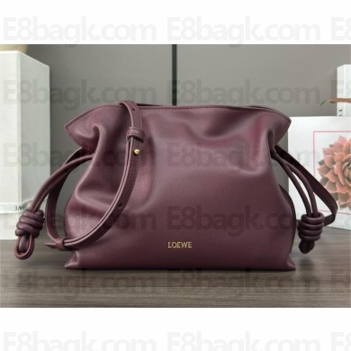 Loewe Mini Flamenco Clutch Bag in Nappa Calfskin Burgundy