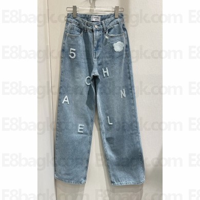 CHANEL CC& CAMELLIA EMBORDERED JEANS 2024 spring