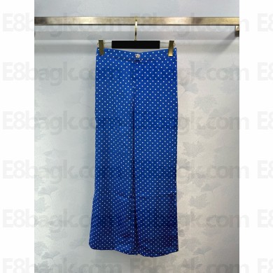 chanel Printed Silk Twill Blue & White PANTS P76723 2024