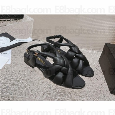 Chanel lambskin Sandals G45011 black 2023