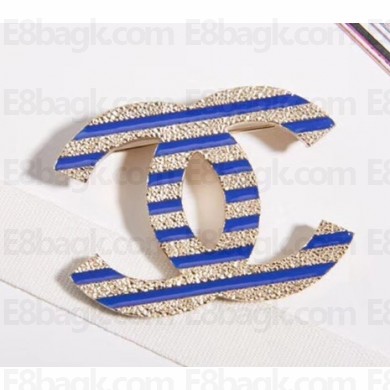 Chanel Stripes CC Brooch AB0780 Gold/Blue 2018