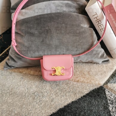 CELINE mini Triomphe Bag in shiny calfskin pink