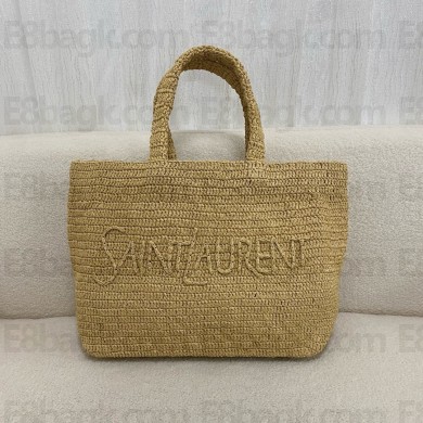 SAINT LAURENT NATUREL tote in raffia 2024(original quality)