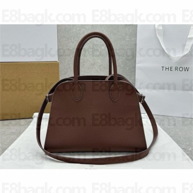 The Row Soft Margaux 10 Bag in Grained Leather Burgundy