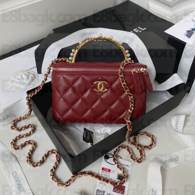 Chanel Clutch with Chain in Lambskin and Imitation Pearls AP3515 BURGUNDY 2023