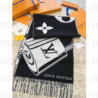LOUIS VUITTON LOCK AND KEYS Scarf BLACK/WHITE 2024