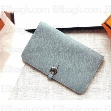 Hermes Dogon Duo Wallet in togo leather BLUE GLACIER