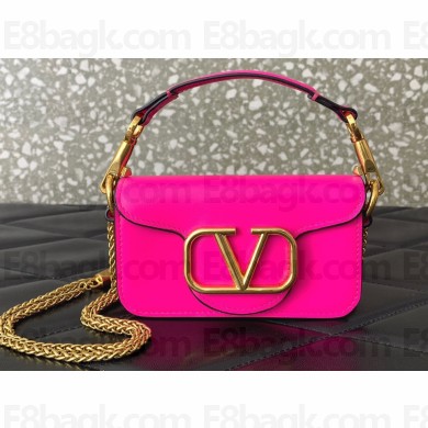 Valentino Locò micro Bag In Calfskin Leather With Chain 416 Fuchsia 2023